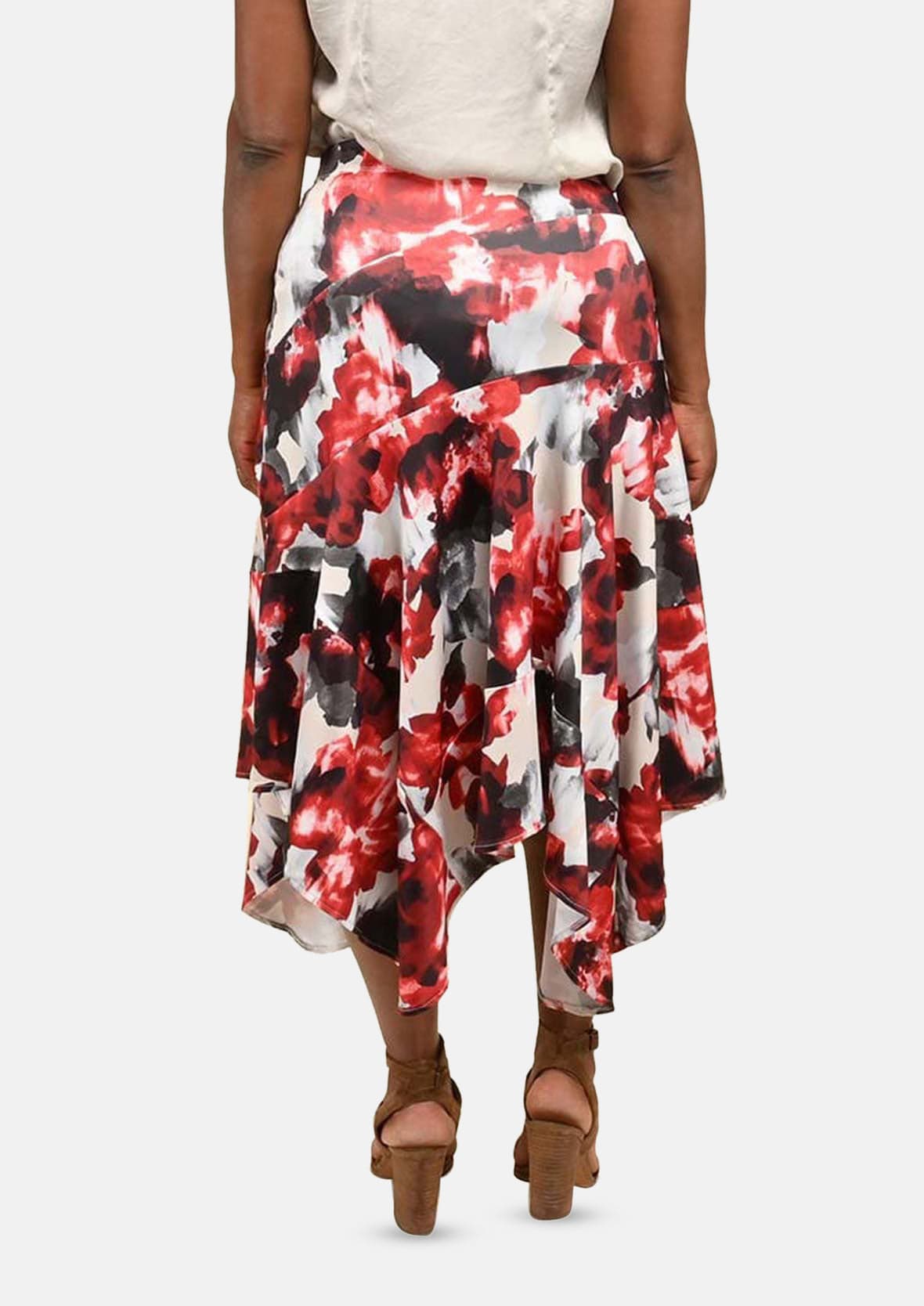 Floral Asymmetrical Midi Skirt