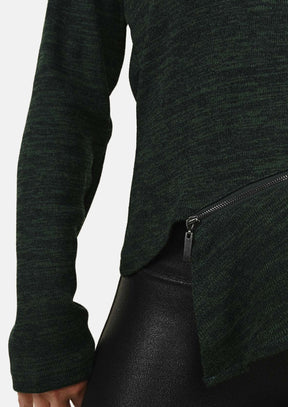 Turtleneck Sweater With Asymmetrical Hem