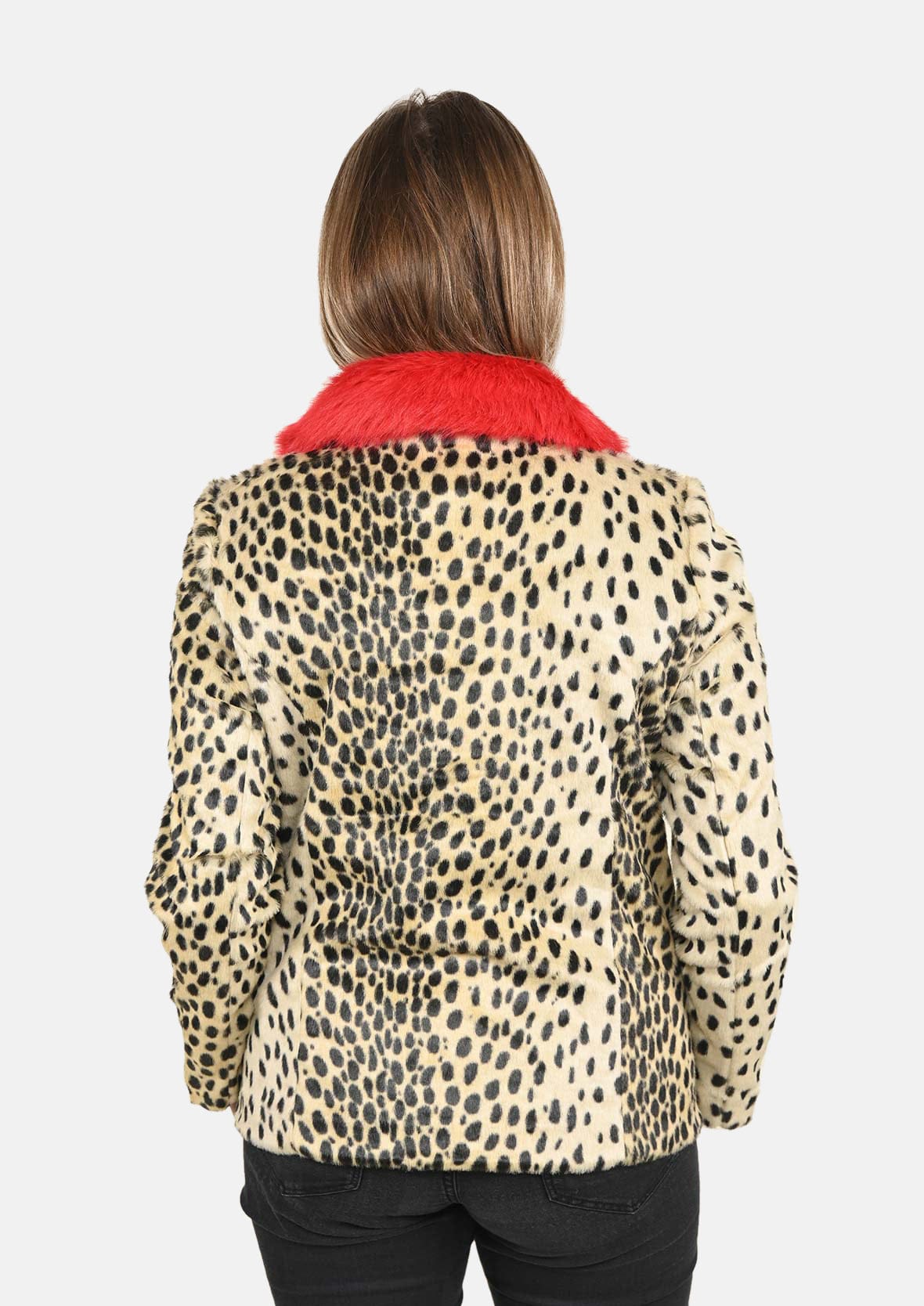 Leopard Faux Fur Collared Coat