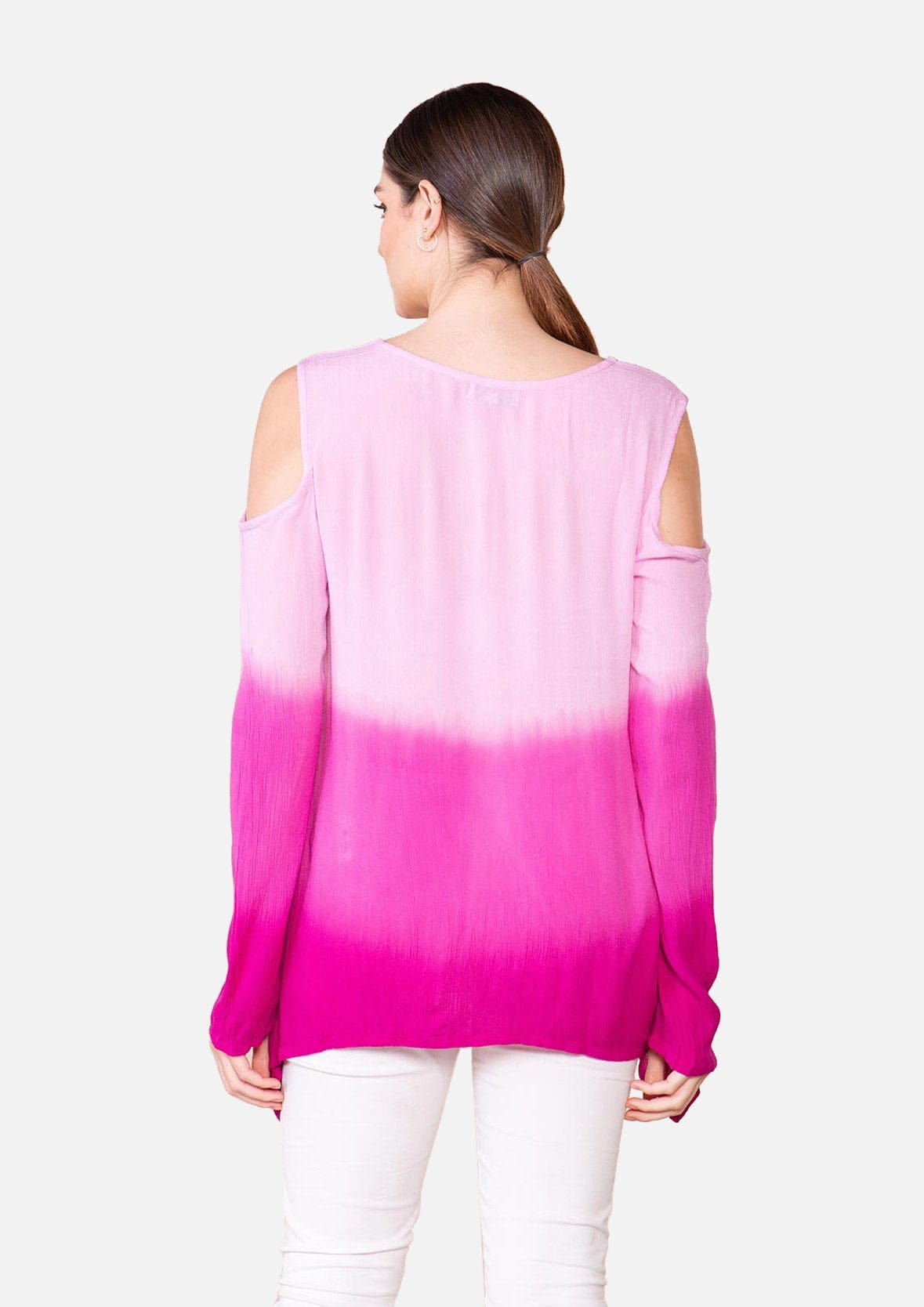 Rayon Ombre Top With Cold-Shoulder