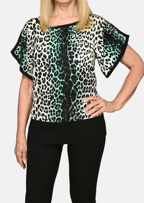 Leopard Knit Dolman Sleeve Top