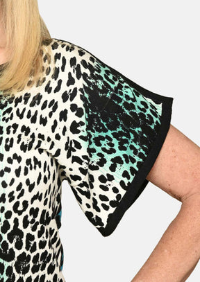 Leopard Knit Dolman Sleeve Top