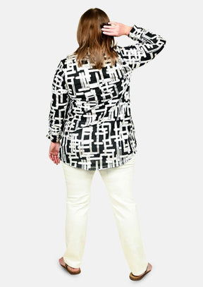Abstract Print Oversized Shirt