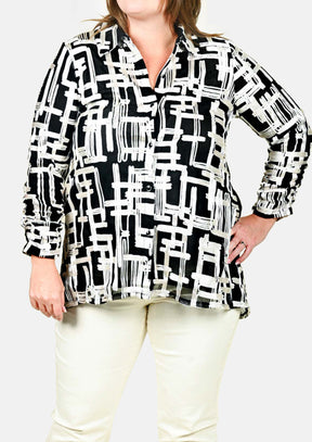 Abstract Print Oversized Shirt