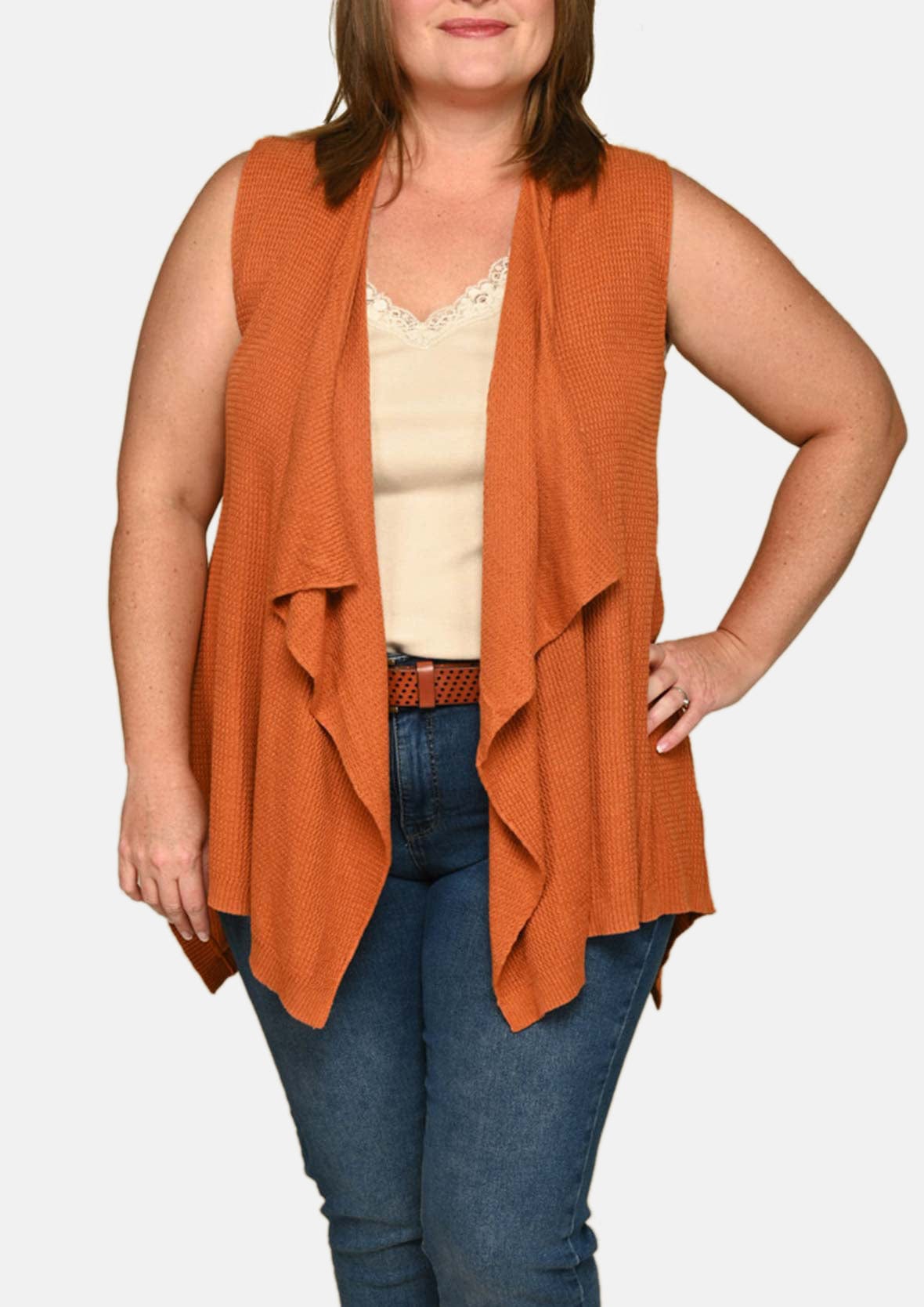 Sleeveless Knit Vest With Asymmetrical Hem