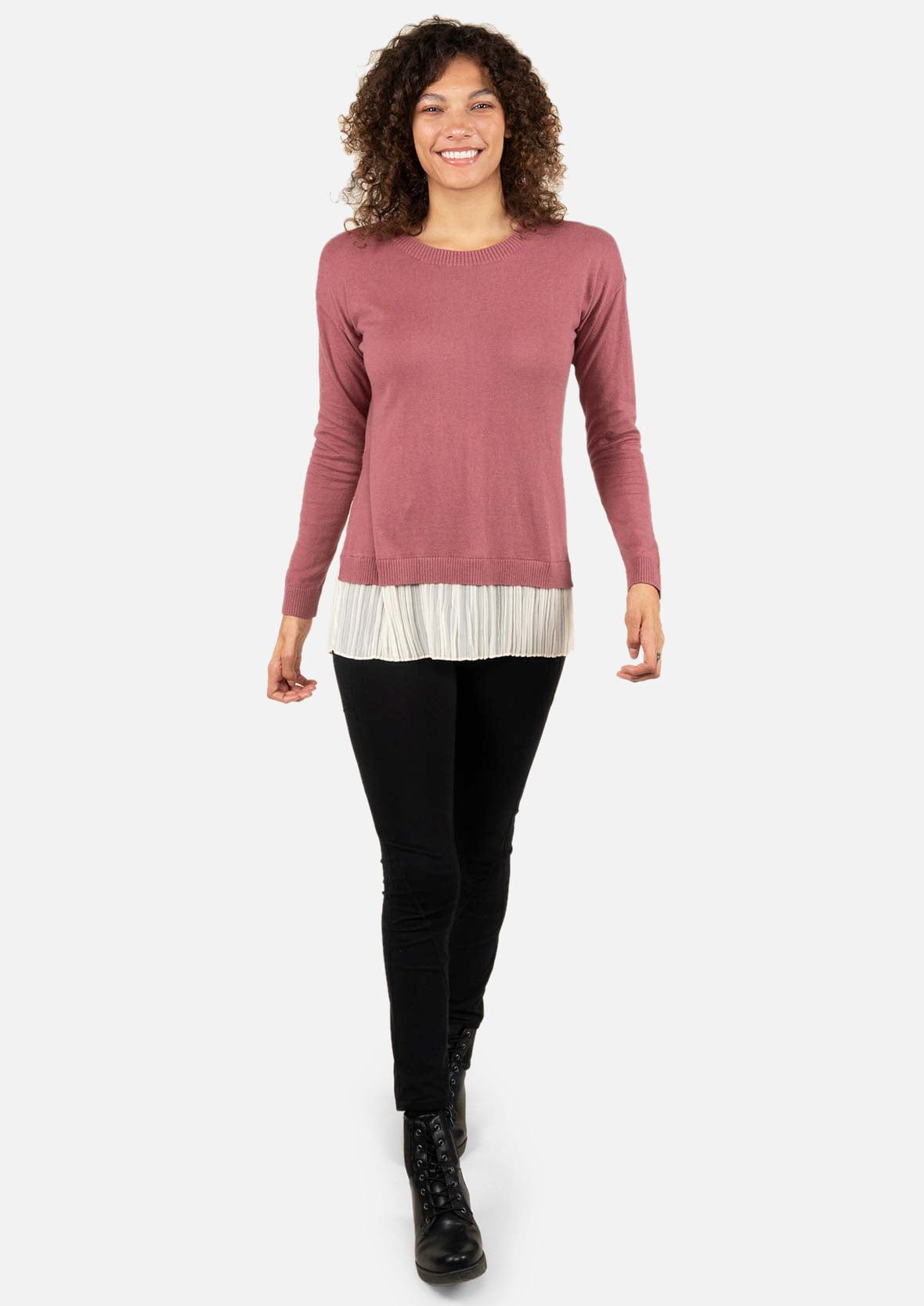 cashmere wool blend pink sweater #color_Dusty Rose Pink