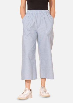 Wide-Leg Cropped Pants With Pockets