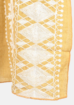 Embroidered Sleeve Boat Neck Short Kaftan