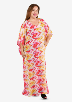 Abstract Swim Cover-Up With Pockets