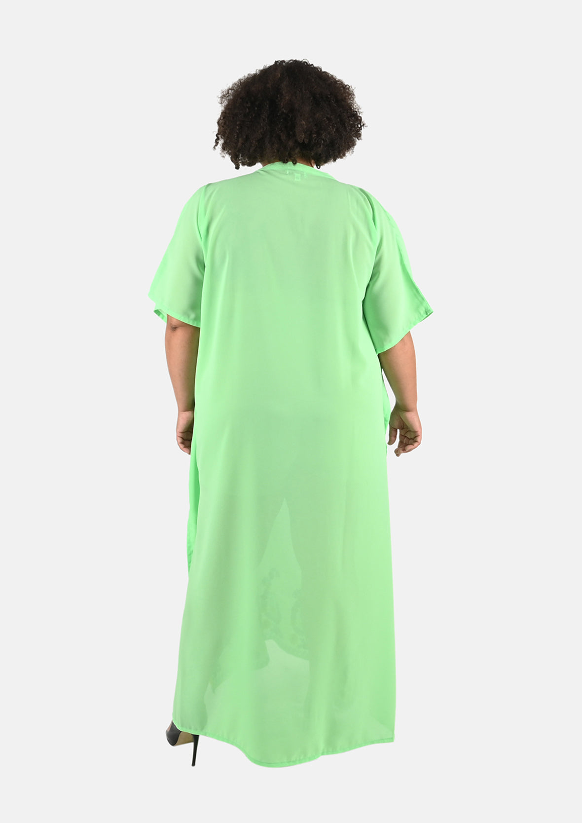 back side of embroidered green cover-up with tie detailing #color_Green Mint