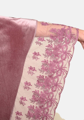 Velvet Maxi Kaftan With Lace Detailing