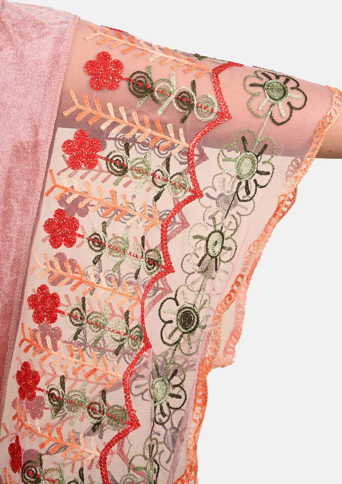 Floral Embroidered Velvet Kimono