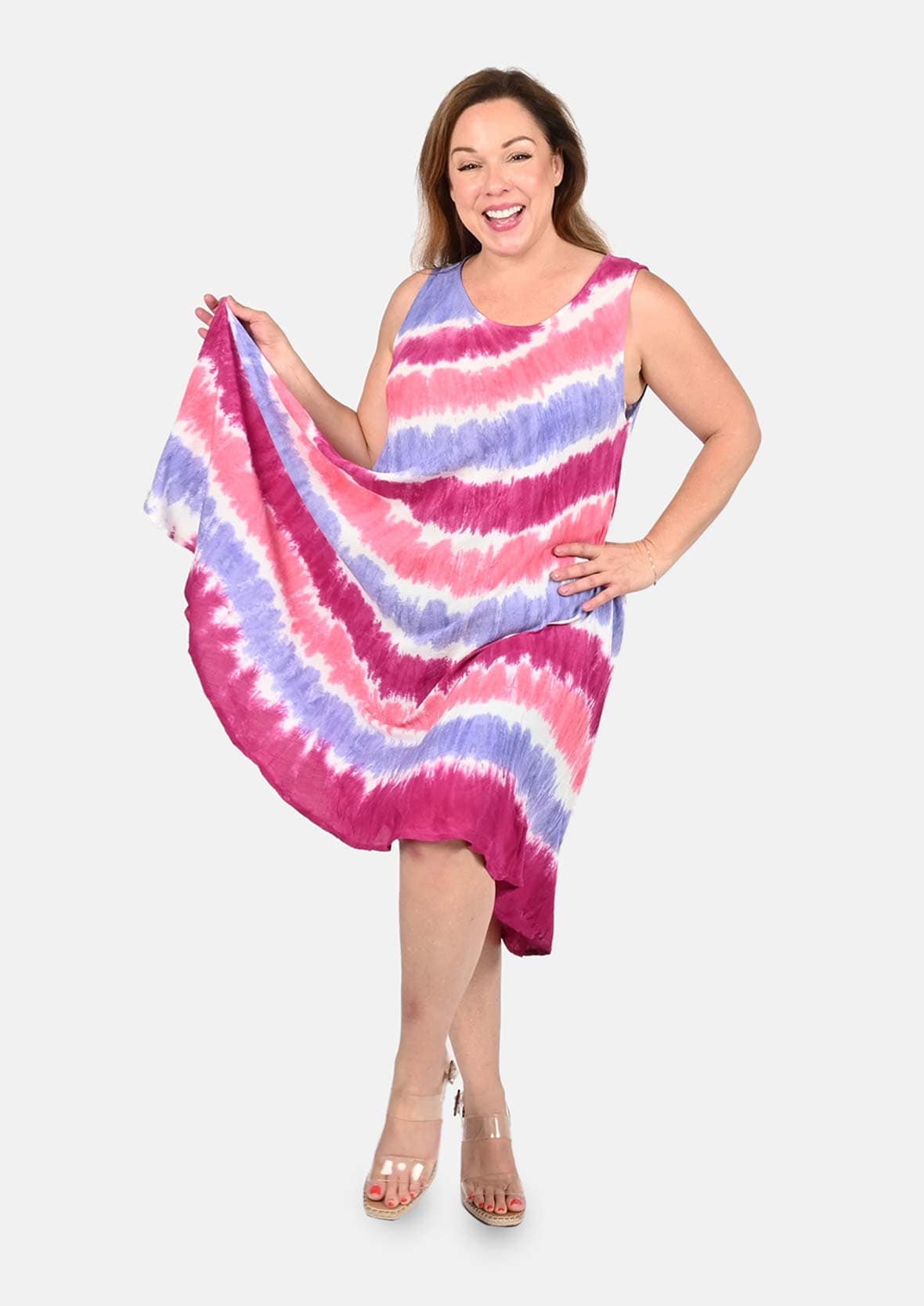Striped Tie-Dye Umbrella Dress