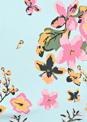 Floral Screen Print Sleeveless Umbrella Dress