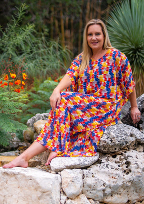 Abstract Swim Cover-Up With Pockets